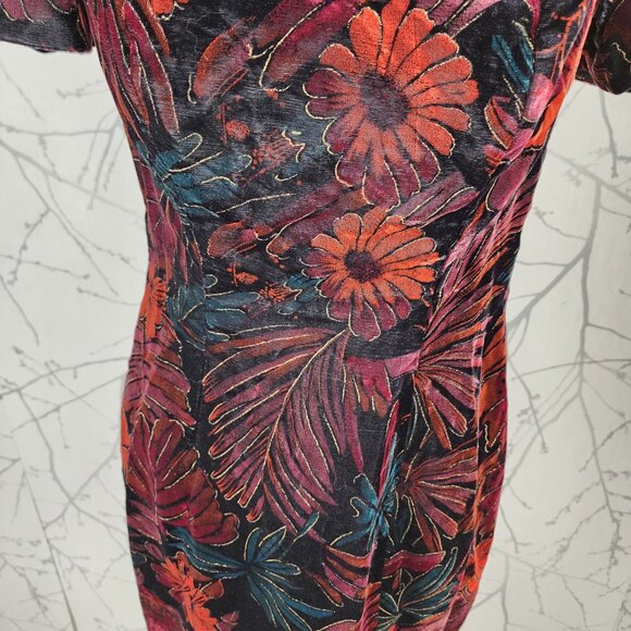 By Night VTG 90's Dark Floral Velvet Strappy Off Shoulder Dress - Picture 2 of 7